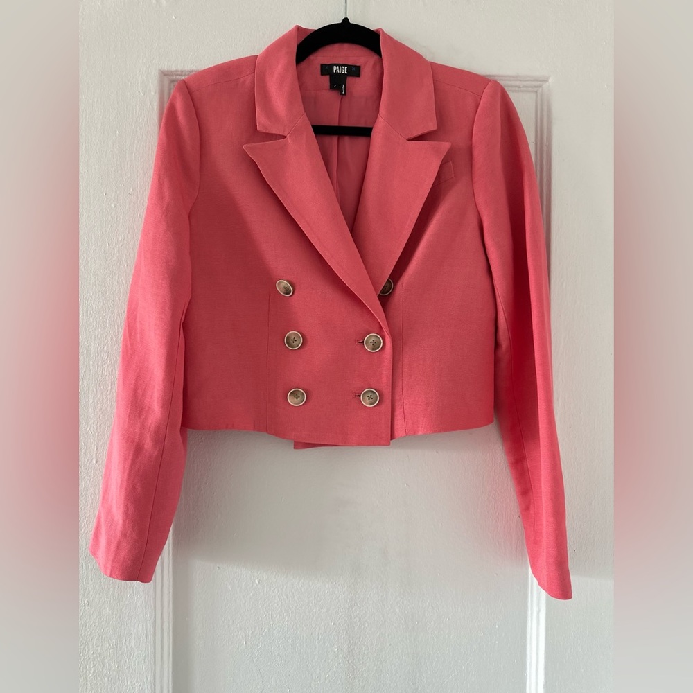 Paige Eclipse Double-Breasted Cropped Blazer Sz 2 - image 7